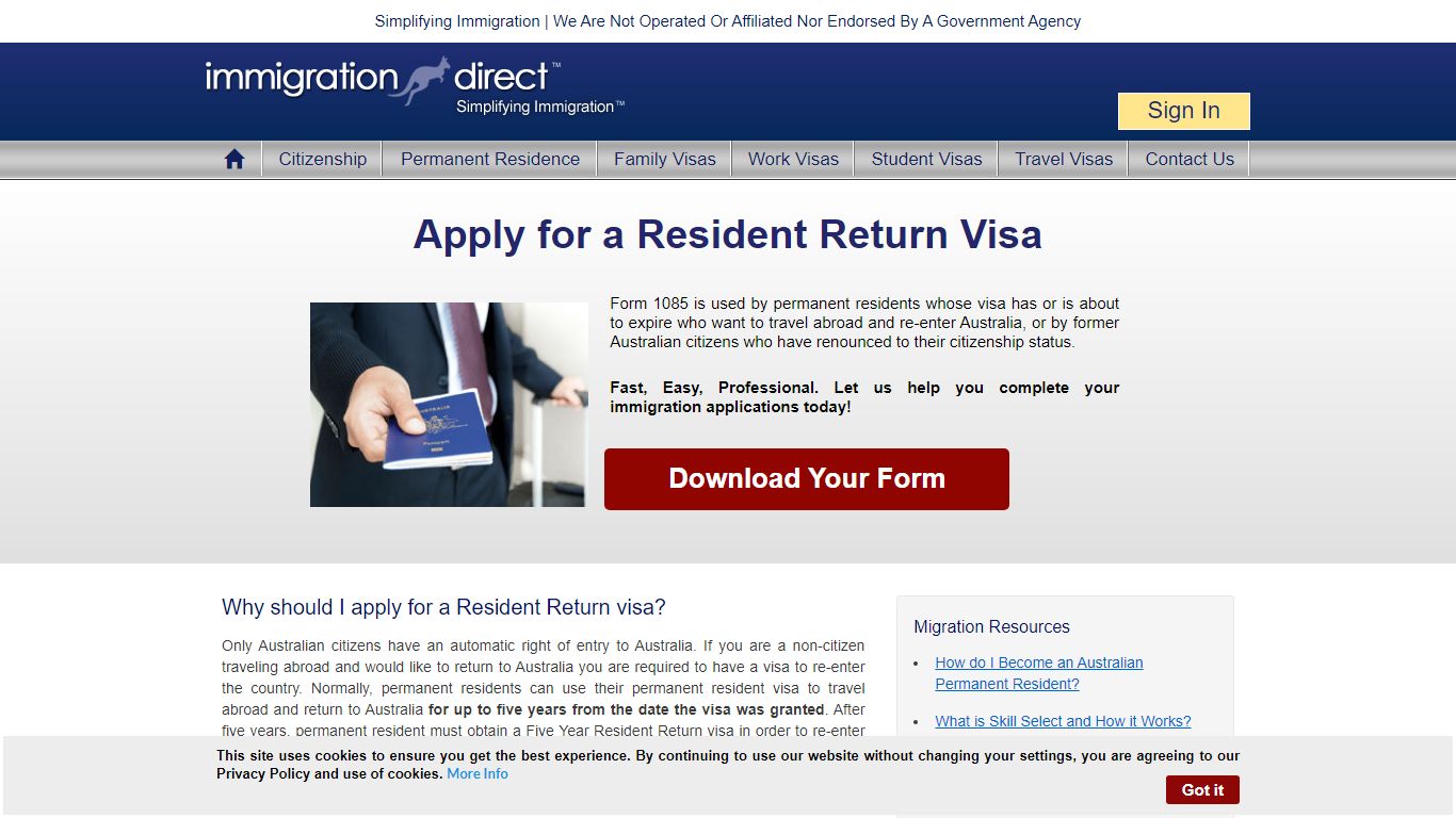 Resident Return Visa | Immigration Direct